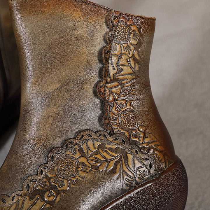 Hand-Carved Thick-Bottomed Retro Boots | Gift Shoes - ZYLIRA