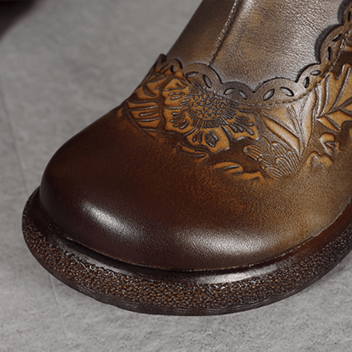 Hand-Carved Thick-Bottomed Retro Boots | Gift Shoes - ZYLIRA