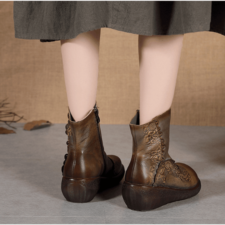 Hand-Carved Thick-Bottomed Retro Boots | Gift Shoes - ZYLIRA