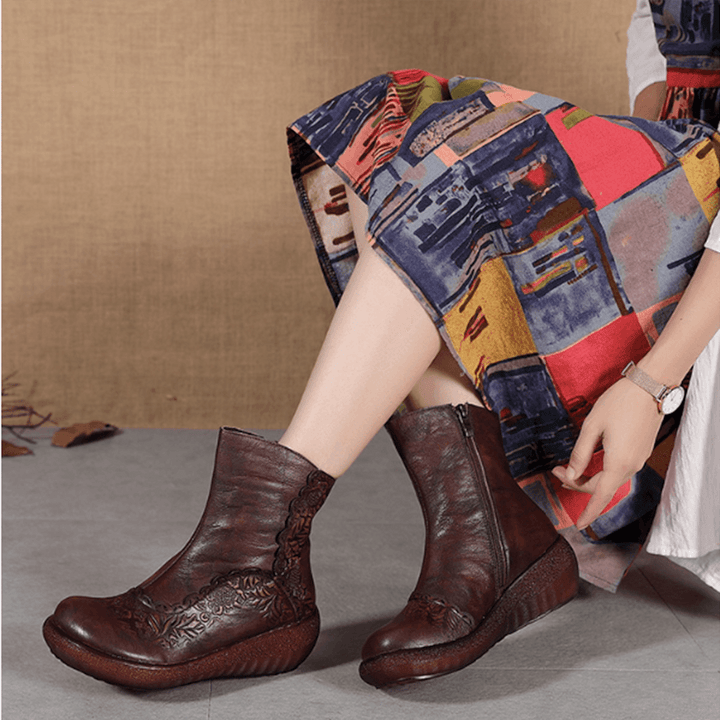 Hand-Carved Thick-Bottomed Retro Boots | Gift Shoes - ZYLIRA