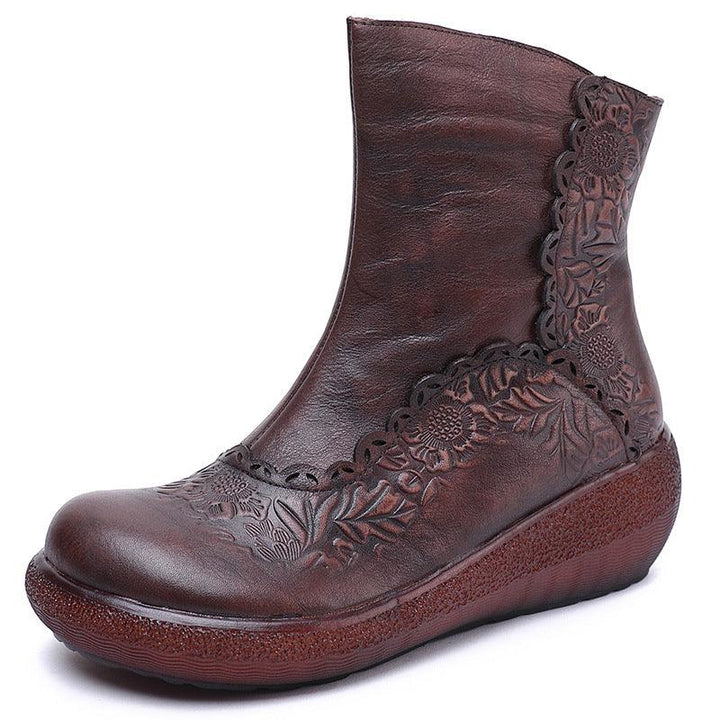 Hand-Carved Thick-Bottomed Retro Boots | Gift Shoes - ZYLIRA