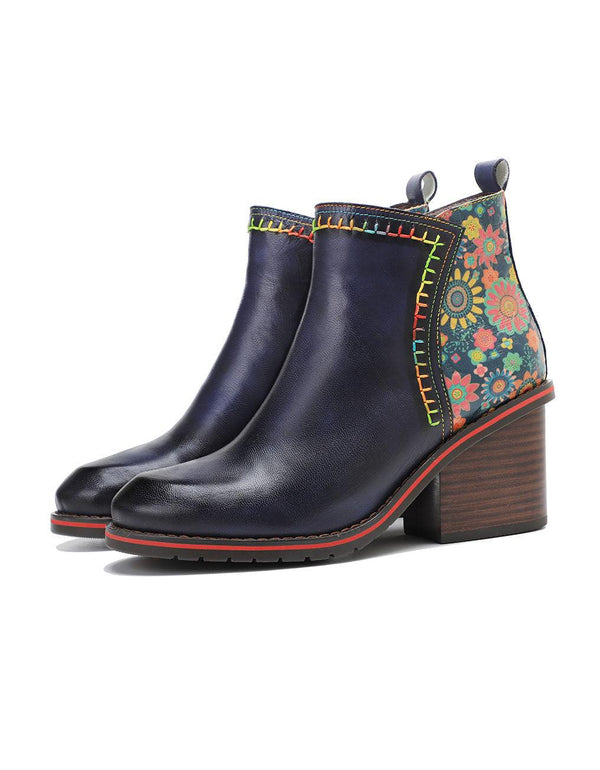Hand-painted Leather Stitching Chelsea Boots - ZYLIRA