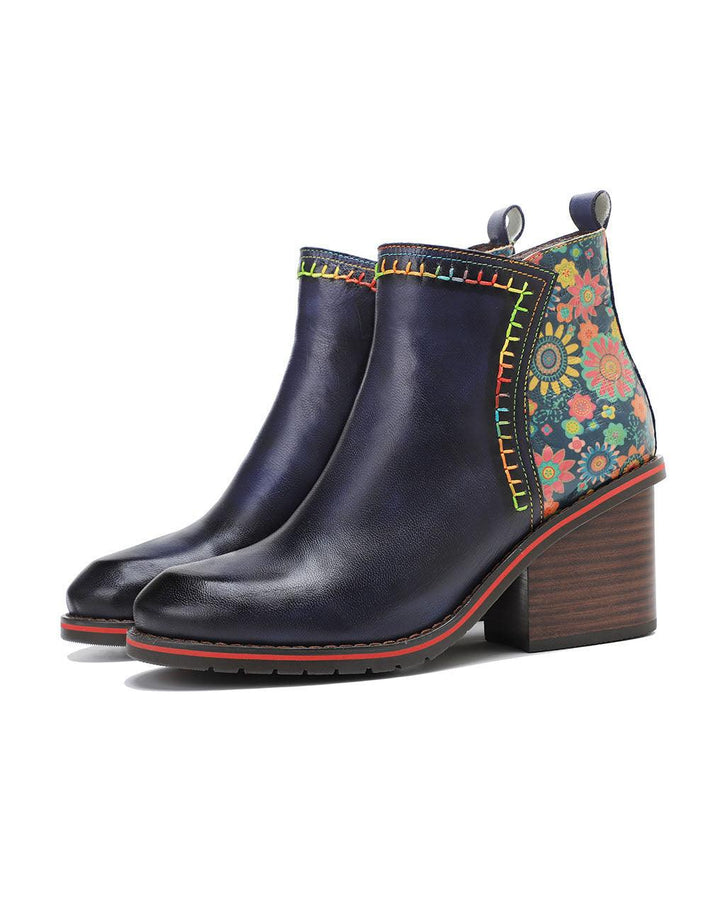 Hand-painted Leather Stitching Chelsea Boots - ZYLIRA