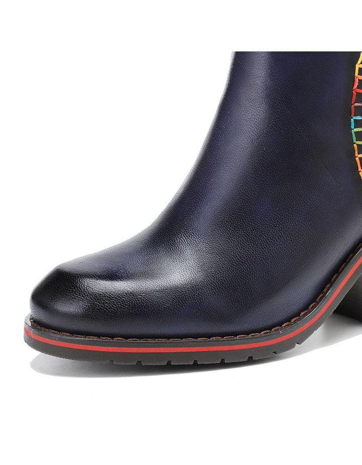 Hand-painted Leather Stitching Chelsea Boots - ZYLIRA