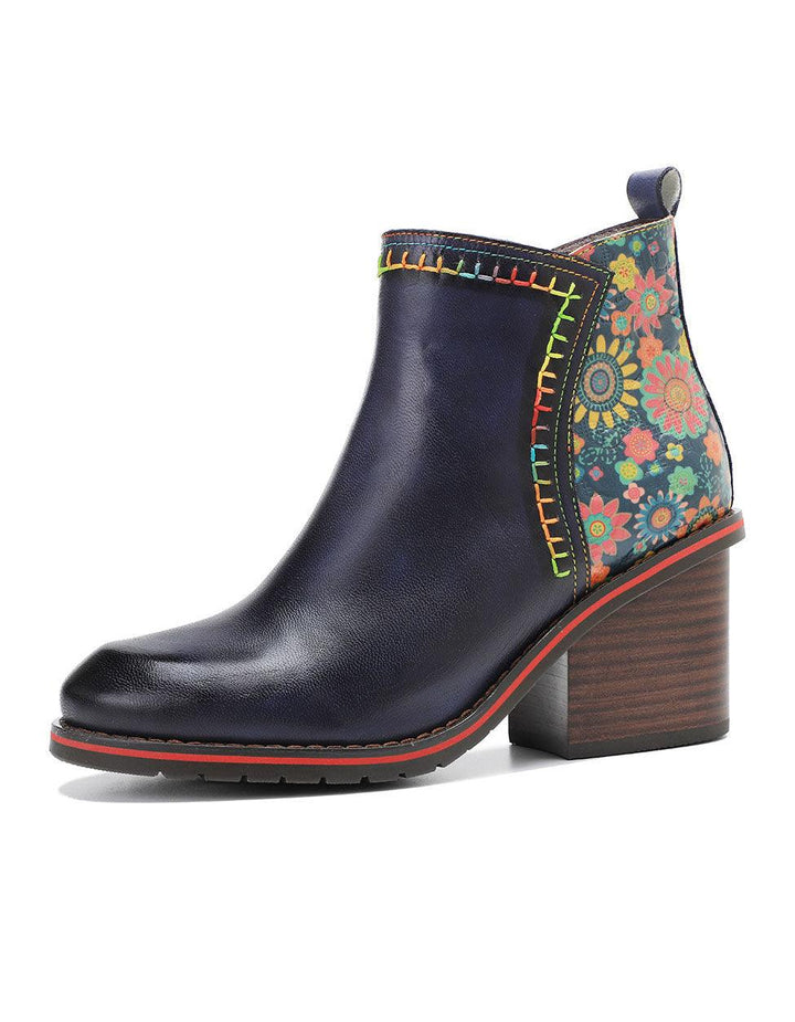 Hand-painted Leather Stitching Chelsea Boots - ZYLIRA