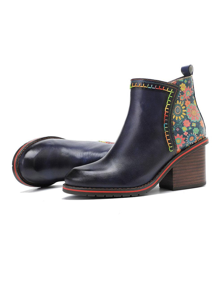 Hand-painted Leather Stitching Chelsea Boots - ZYLIRA