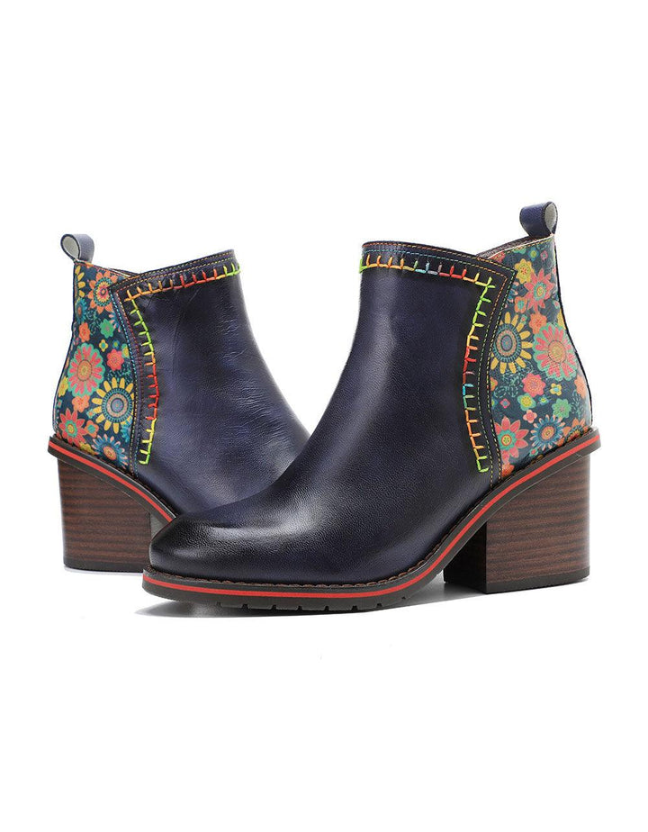Hand-painted Leather Stitching Chelsea Boots - ZYLIRA
