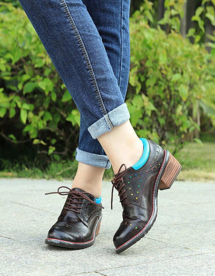 Hand-painted Vintage Oxford Shoes for Women - ZYLIRA