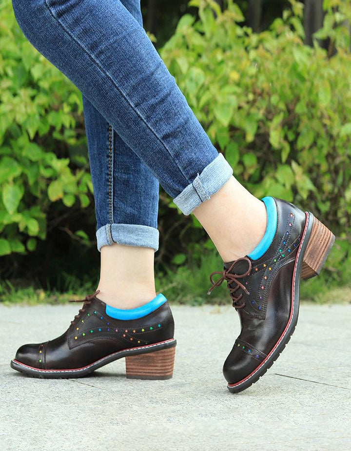 Hand-painted Vintage Oxford Shoes for Women - ZYLIRA