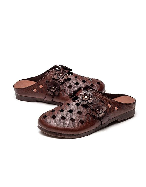 Handmade Flowers Soft Leather Slides - ZYLIRA