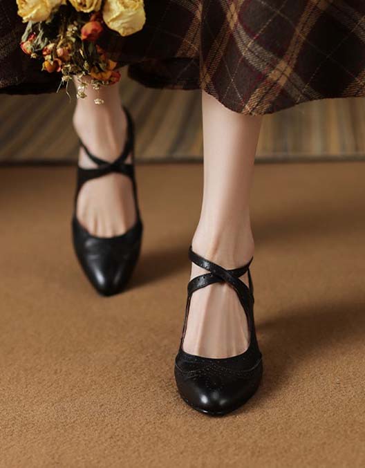 Handmade Vintage Cross Strap Burgling Mary Jane Shoes April Shoes Collection 2023 188.80