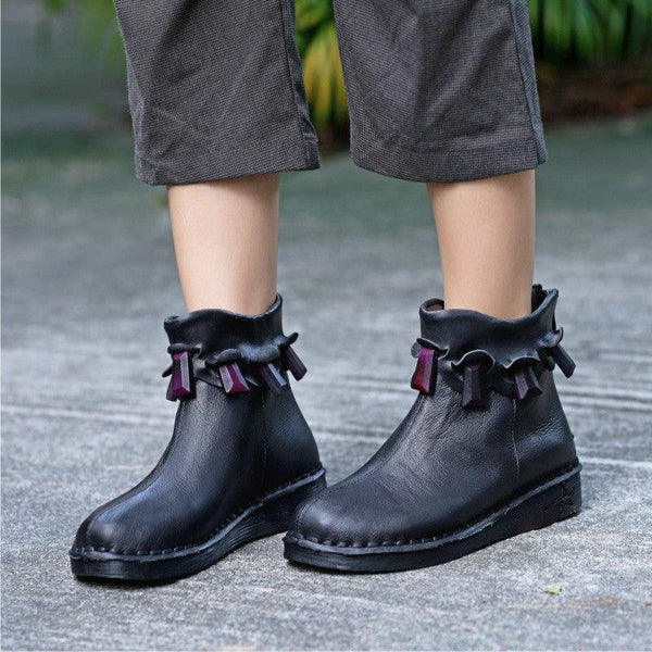 Handmade Comfortable Leather Women's Retro Boots - ZYLIRA