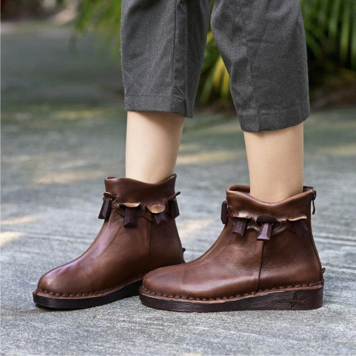 Handmade Comfortable Leather Women's Retro Boots - ZYLIRA