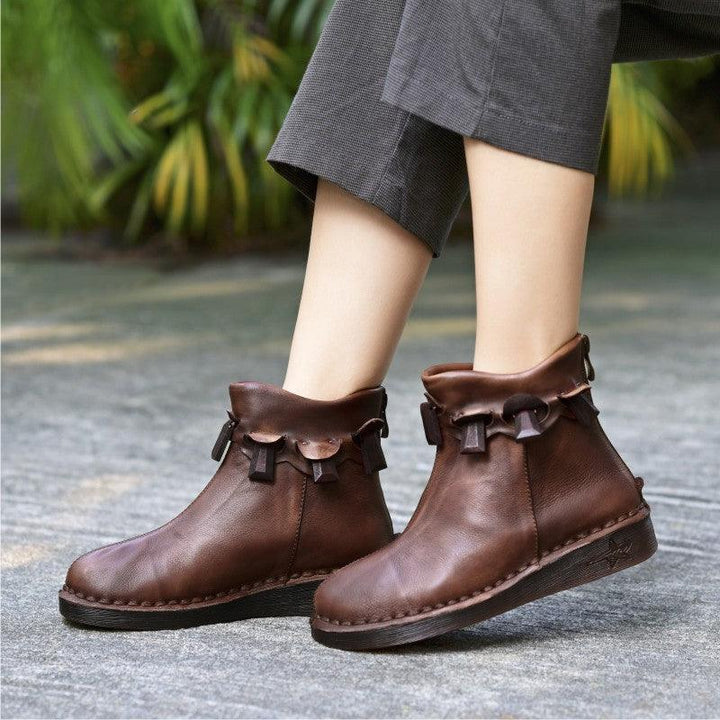 Handmade Comfortable Leather Women's Retro Boots - ZYLIRA
