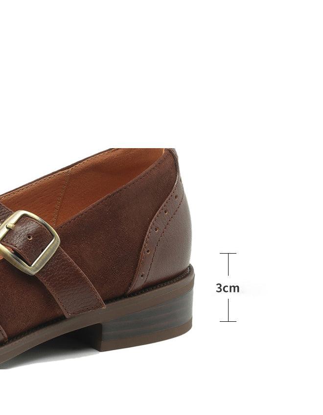 Handmade Two Tone Brogue Style T-strap Oxford Shoes - ZYLIRA