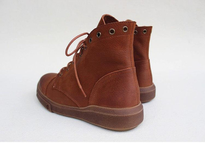 Lace Up Non-Slip Soft Leather Women's Boots - ZYLIRA