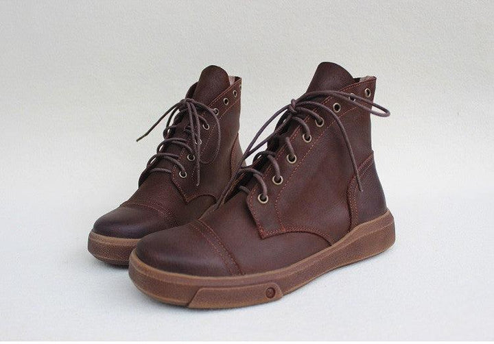 Lace Up Non-Slip Soft Leather Women's Boots - ZYLIRA