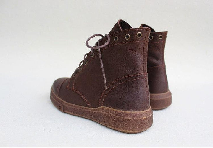 Lace Up Non-Slip Soft Leather Women's Boots - ZYLIRA