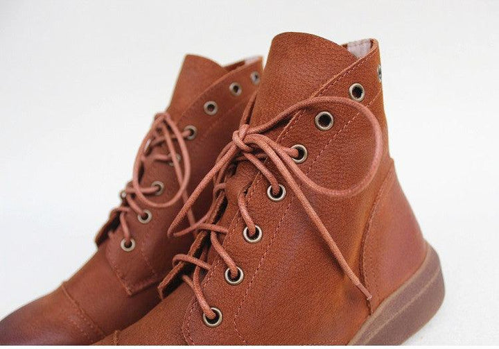 Lace Up Non-Slip Soft Leather Women's Boots - ZYLIRA