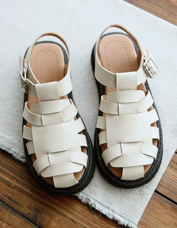 Leather Woven Fisherman Sandals Slingback