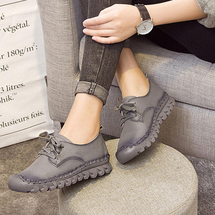 Leather Lace-Up Women Casual Shoes - ZYLIRA