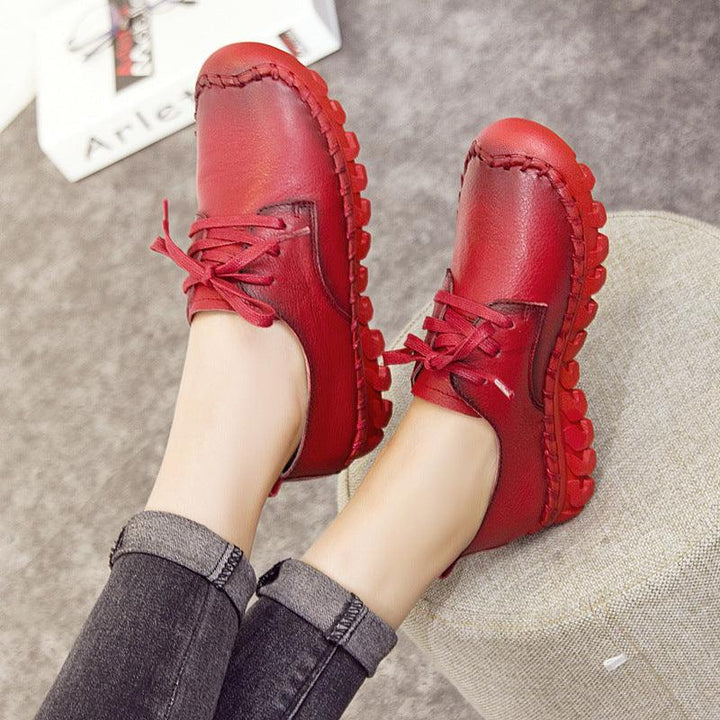 Leather Lace-Up Women Casual Shoes - ZYLIRA