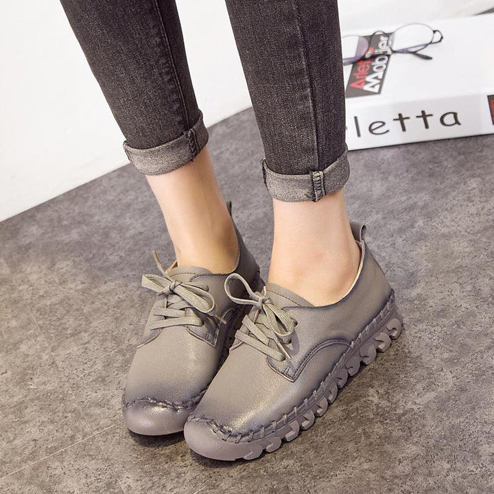 Leather Lace-Up Women Casual Shoes - ZYLIRA