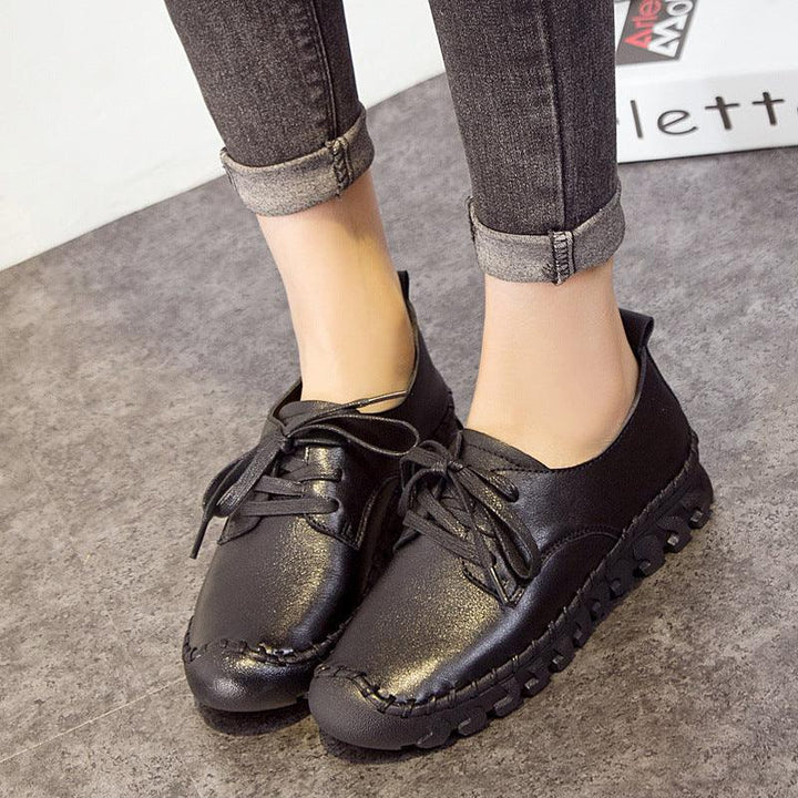 Leather Lace-Up Women Casual Shoes - ZYLIRA