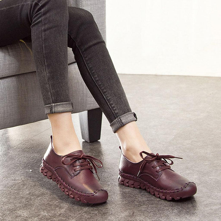 Leather Lace-Up Women Casual Shoes - ZYLIRA