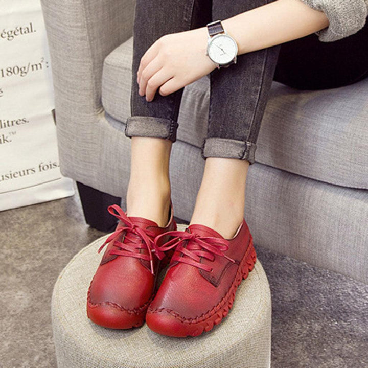 Leather Lace-Up Women Casual Shoes - ZYLIRA