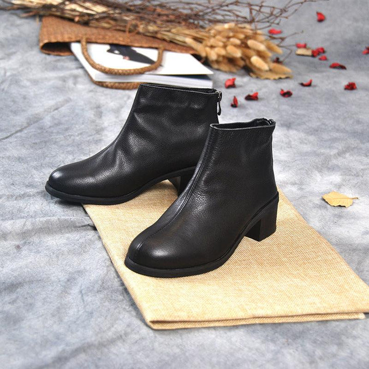 Low-Heeled Velvet Black Short Boots 34-41 | Gift Shoes - ZYLIRA