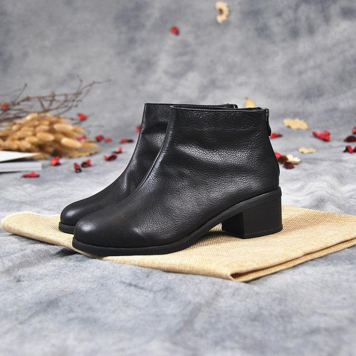 Low-Heeled Velvet Black Short Boots 34-41 | Gift Shoes - ZYLIRA