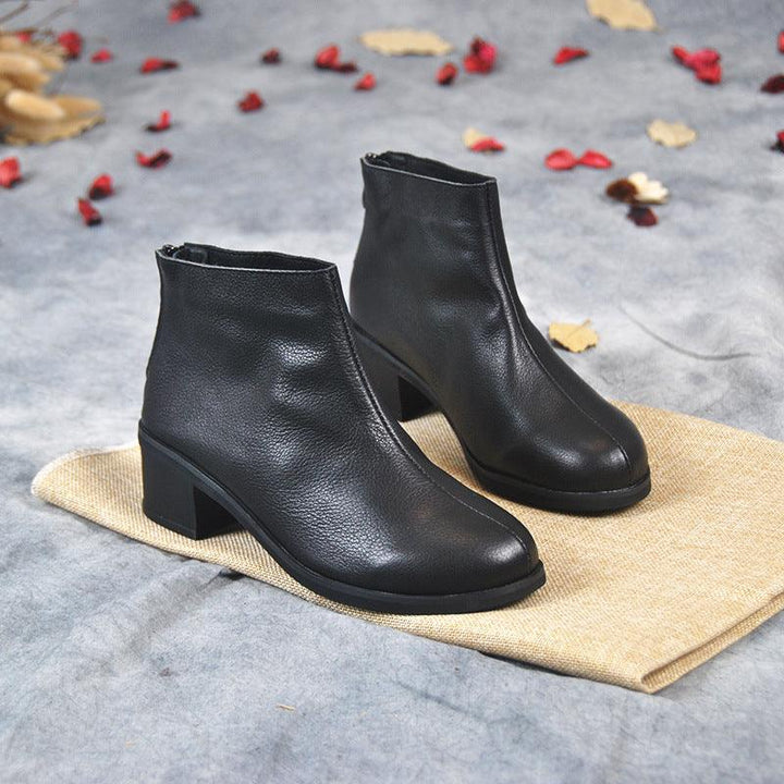 Low-Heeled Velvet Black Short Boots 34-41 | Gift Shoes - ZYLIRA
