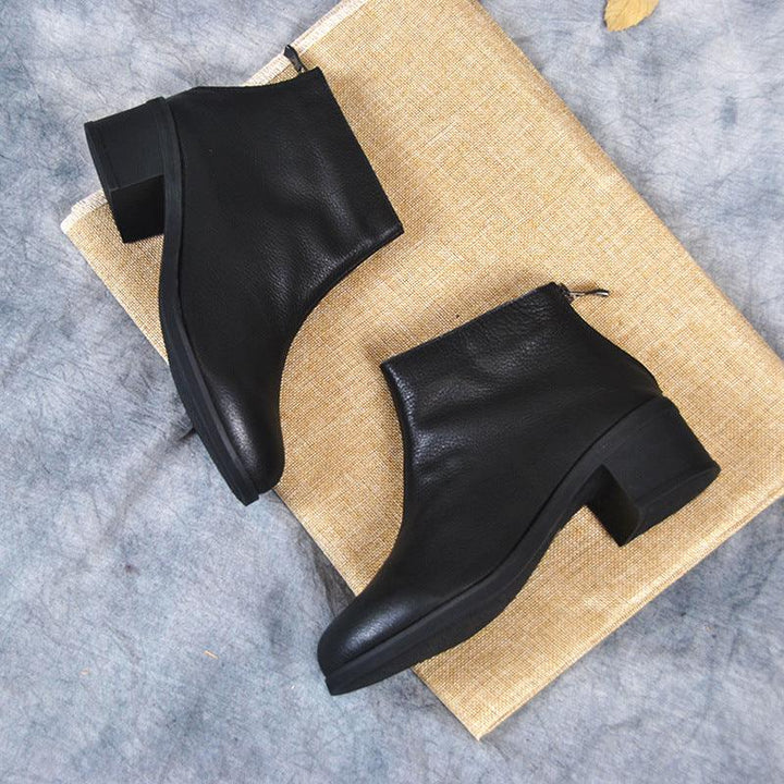 Low-Heeled Velvet Black Short Boots 34-41 | Gift Shoes - ZYLIRA