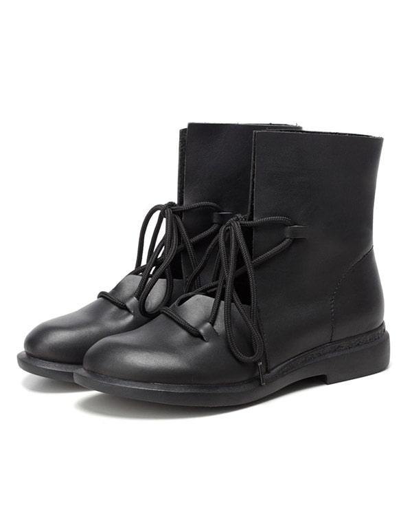 New Trendy Fashion Handmade Leather Black Boots - ZYLIRA