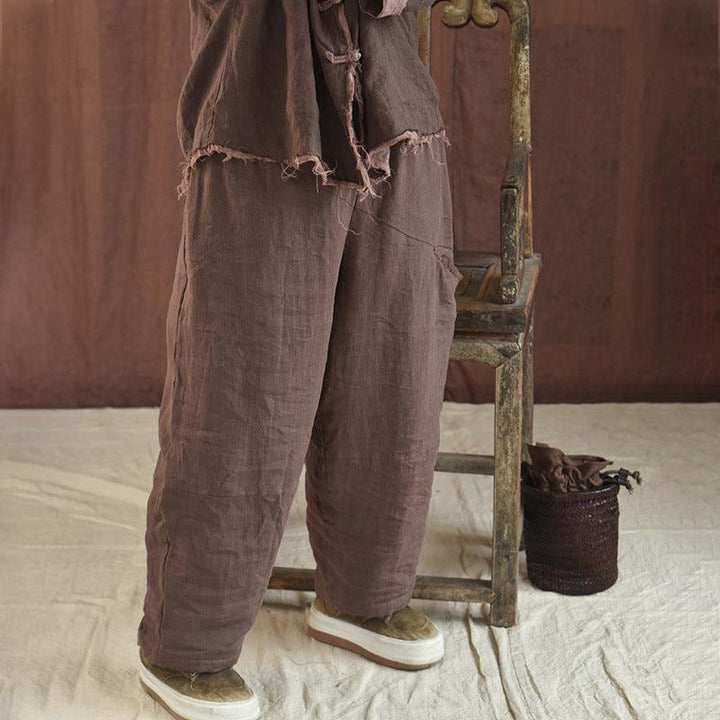 Women Winter Loose Fit Vintage Cotton Linen Trousers - ZYLIRA