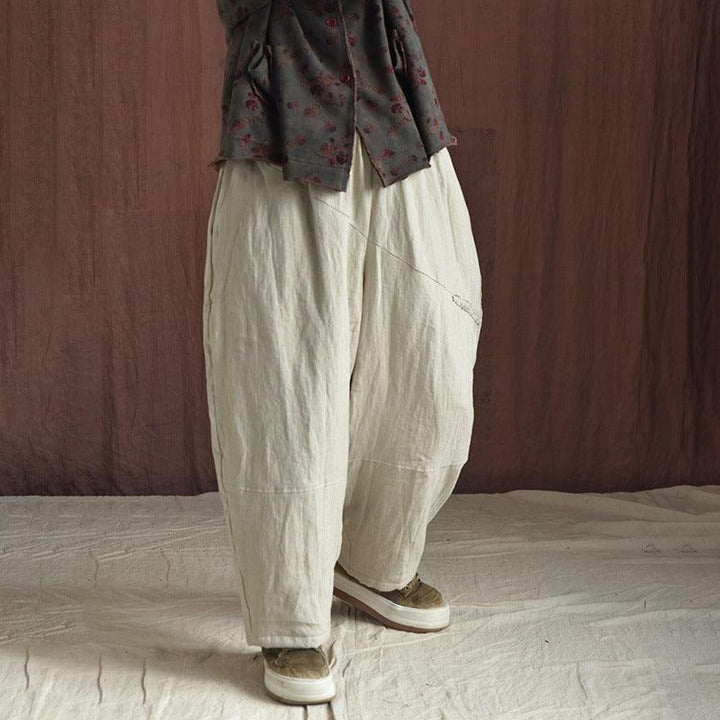 Women Winter Loose Fit Vintage Cotton Linen Trousers - ZYLIRA