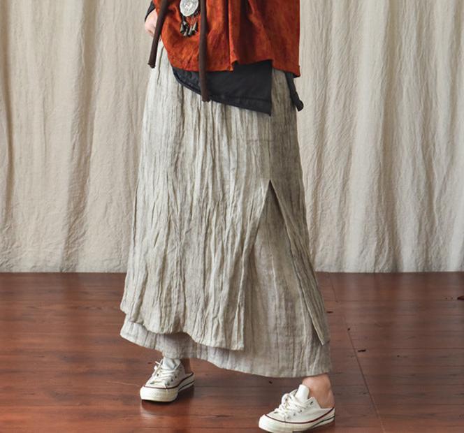 Double Layered Textured Distressed Linen Casual Skirts - ZYLIRA