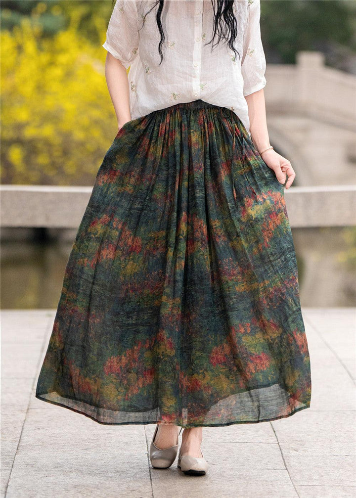 Casual Printed Elastic Waist A- Line Midi Skirts - ZYLIRA