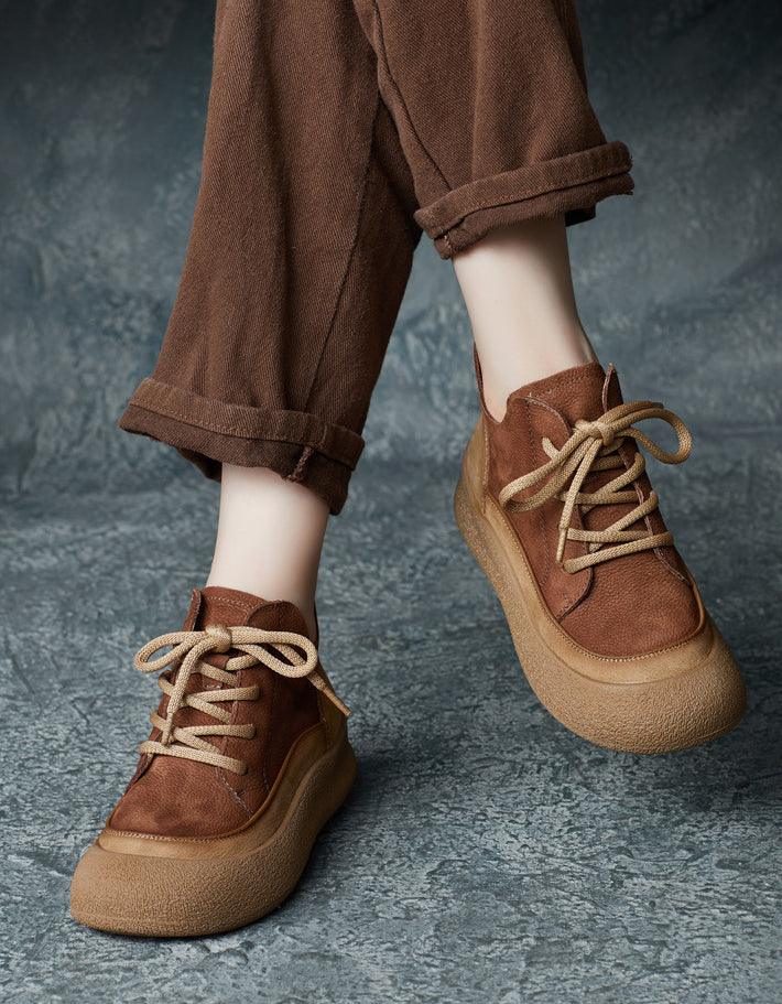 Suede Comfortable Casual Leather Flat Boots - ZYLIRA