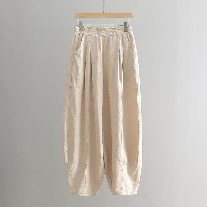 Solid Color Loose Linen Harem Pants for Women - ZYLIRA