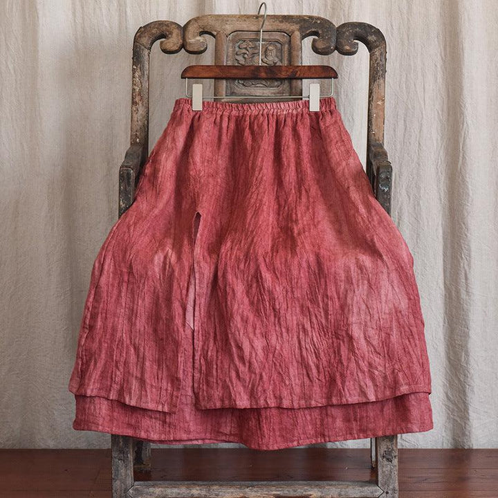 Double Layered Textured Distressed Linen Casual Skirts - ZYLIRA