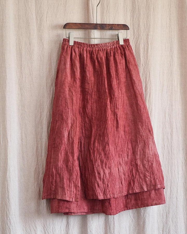 Double Layered Textured Distressed Linen Casual Skirts - ZYLIRA