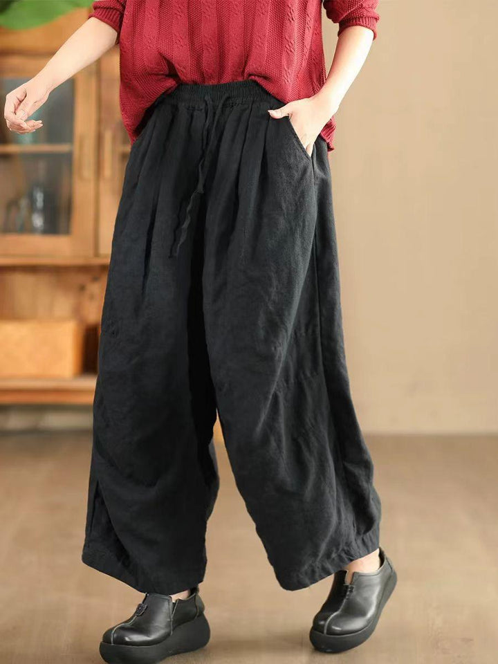 Women Casual Solid Color Loose Linen Pants - ZYLIRA