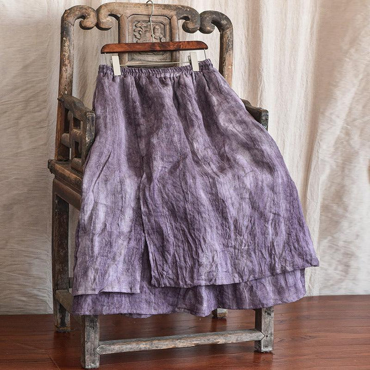 Double Layered Textured Distressed Linen Casual Skirts - ZYLIRA