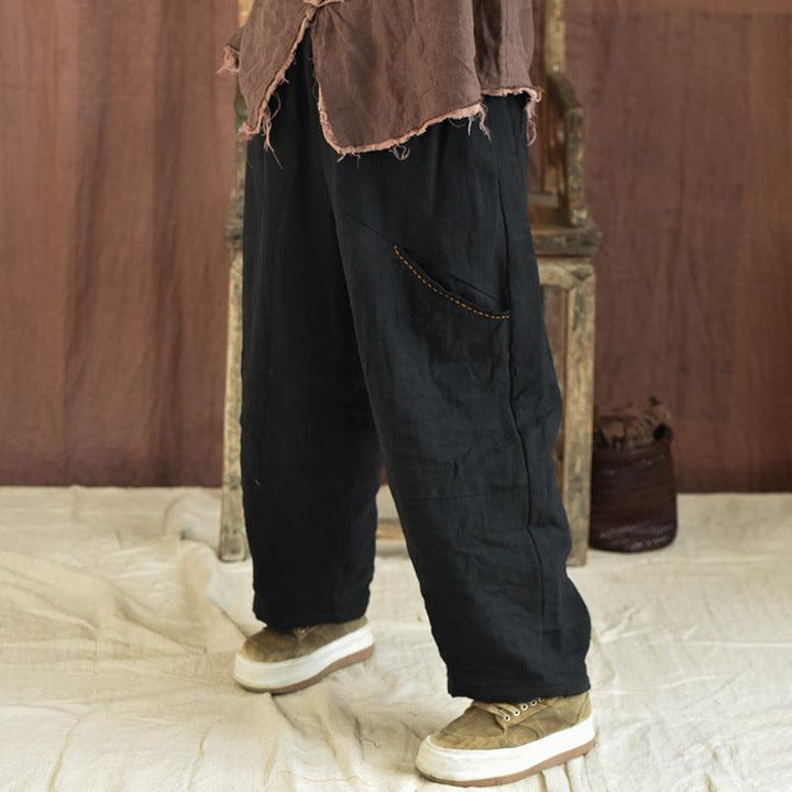 Women Winter Loose Fit Vintage Cotton Linen Trousers - ZYLIRA