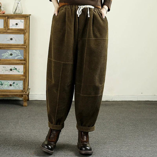 Women Autumn Warm Corduroy Harem Pants - ZYLIRA