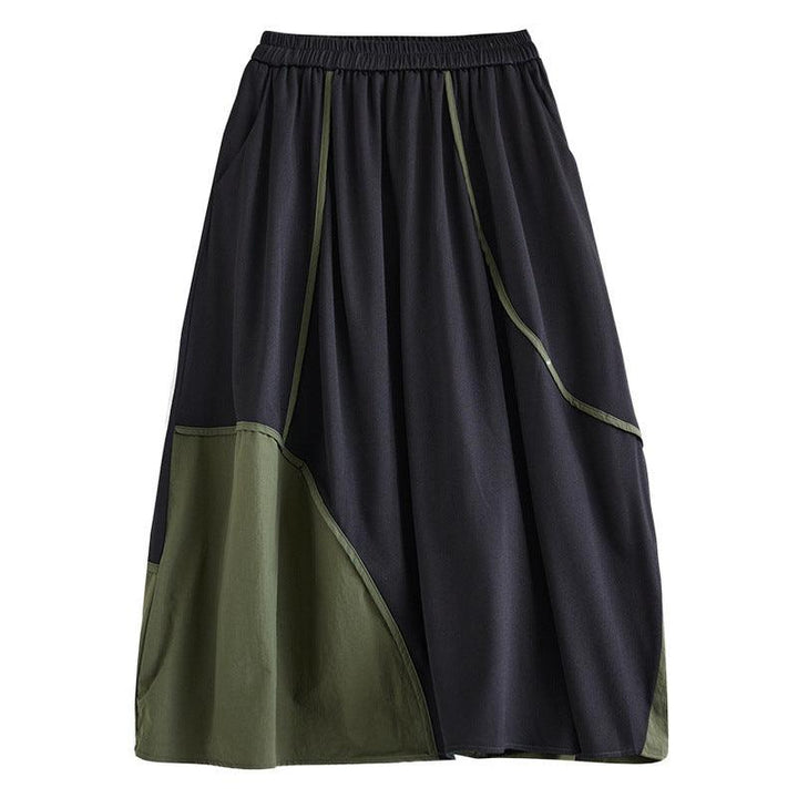 Casual Elastic Waist Asymmetric Color Block Skirts - ZYLIRA