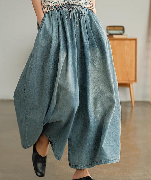 Vintage Washed Oversized Loose Fit Pleated Jeans - ZYLIRA