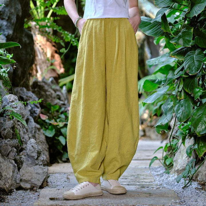 Solid Color Loose Linen Harem Pants for Women - ZYLIRA